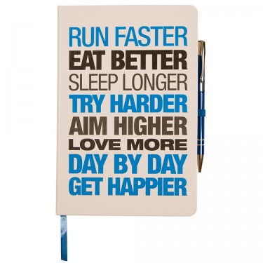 Motivational Notebook - Hardback A5 White/Blue